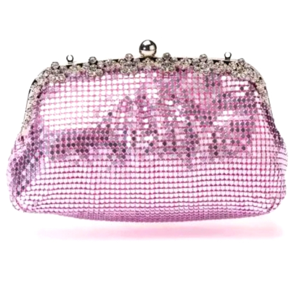 NWT Pink Rhinestone Embellished Clutch Earrings NOT included. Clutch only.